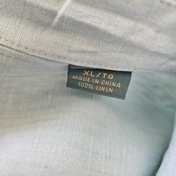 Tommy Bahama Mens Linen Shirt with long sleeves and collar XL Light Aqua - Picture 14 of 14